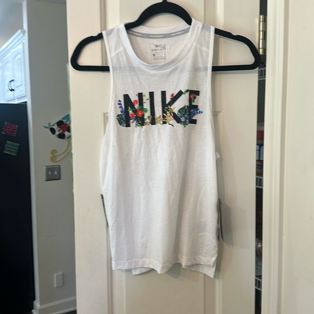 Nike White Floral Tank Top